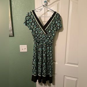 Green and brown polka dot dress
